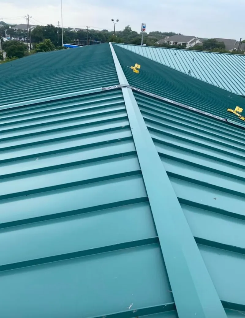 Green commercial metal roof ridge and valley for Metal Roof Repair in Somerset